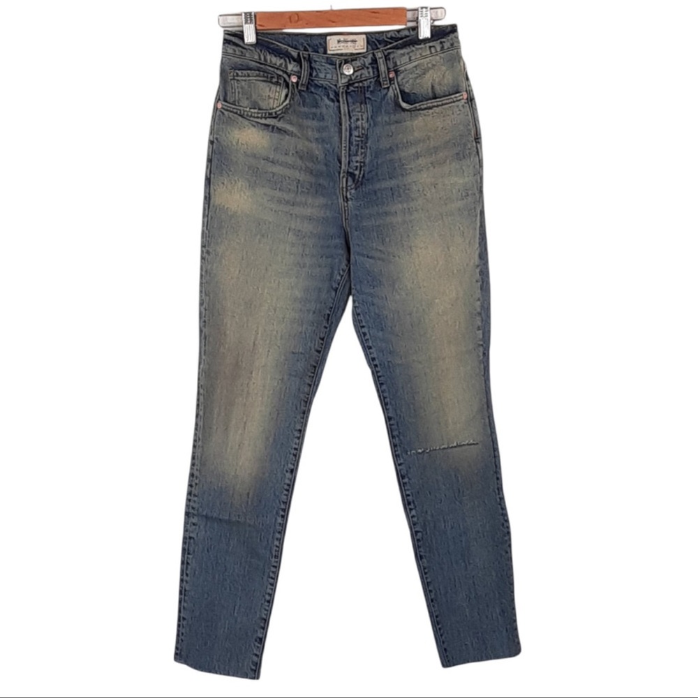 FREE PEOPLE Stella High Rise Crop Skinny Jeans Size 30 NWOT Distressed Raw Hem